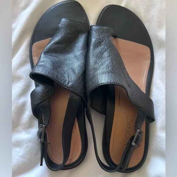 Vionic Black Open-Toe Leather Sandals - Picture 2 of 3